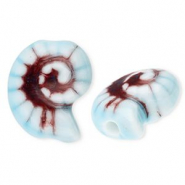 Keramiek kraal shell Light blue-brown