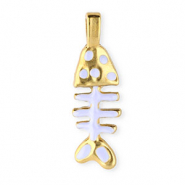 Bedels van Stainless steel Roestvrij staal (RVS) enamel fishbone Gold-Gold-lavender white