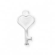 Bedels van Stainless steel Roestvrij staal (RVS) key with heart Silver