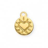 Bedels van Stainless steel Roestvrij staal (RVS) round with heart Gold