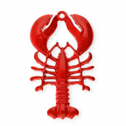 Metaal bedels lobster Gold-dark red