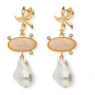 Musthave oorbellen&nbsp;/&nbsp;oorstekers met RVS steker Gold-beige-white