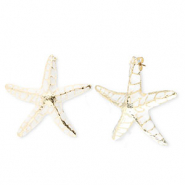 Musthave oorbellen&nbsp;/&nbsp;oorstekers enamel starfish met RVS steker Gold-white