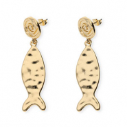 Musthave oorbellen&nbsp;/&nbsp;oorstekers spiral & fish met RVS steker Gold