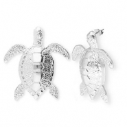 Musthave oorbellen&nbsp;/&nbsp;oorstekers turtle met RVS steker Silver