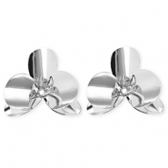 Statement oorbellen / oorstekers flower met RVS steker Silver