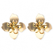 Statement oorbellen / oorstekers flower met RVS steker Gold