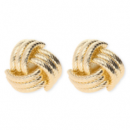 Statement oorbellen / oorstekers monkey's fist met RVS steker Gold