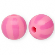 12 mm kralen van acryl met strepen Light pink-pink
