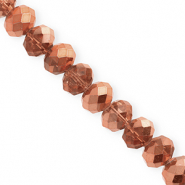 Facet kralen top quality disc 12x9mm Rose gold-pearl shine coating