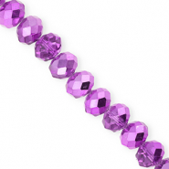 Facet kralen top quality disc 12x9mm Purple-pearl shine coating