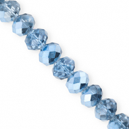 Facet kralen top quality disc 12x9mm Blue-pearl shine coating