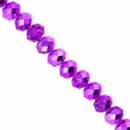 Facet kralen top quality disc 8x6mm Dark purple-pearl shine coating
