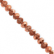 Facet kralen top quality disc 6x5mm Rose gold-pearl shine coating