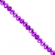 Facet kralen top quality disc 4x3mm Dark purple-pearl shine coating