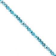 Facet kralen top quality disc 3x2mm Teal blue-pearl shine coating
