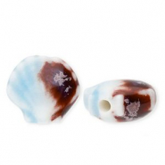 Keramiek kraal shell Light blue-brown
