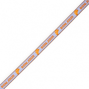 BY31® Tekstlint "Bonjour" Lavender blue-orange-brown