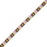 BY31® Tekstlint moon and star Dark brown-lavender purple-lime yellow-gold