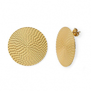 Oorbellen van Stainless steel Roestvrij staal (RVS) oorsteker round Gold
