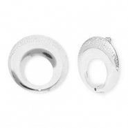 Benodigdheden van Stainless steel Roestvrij staal (RVS) oorbellen / oorsteker round with loop Silver