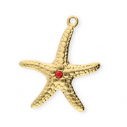 Bedels van Stainless steel Roestvrij staal (RVS) starfish Gold-red