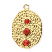 Bedels van Stainless steel Roestvrij staal (RVS) oval with dots Gold-red