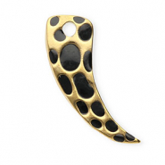 Bedels van Stainless steel Roestvrij staal (RVS) horn with leopard print Gold-black