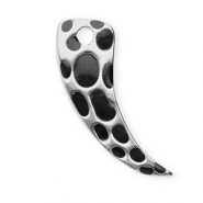 Bedels van Stainless steel Roestvrij staal (RVS) horn with leopard print Silver-black