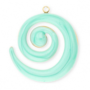 Bedels van Stainless steel Roestvrij staal (RVS) spiral Gold-mint green marble