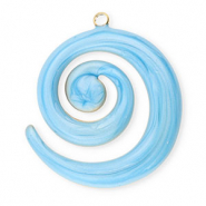 Bedels van Stainless steel Roestvrij staal (RVS) spiral Gold-blue marble