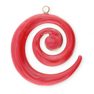 Bedels van Stainless steel Roestvrij staal (RVS) spiral Gold-red marble
