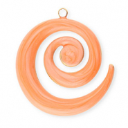 Bedels van Stainless steel Roestvrij staal (RVS) spiral Gold-coral orange marble