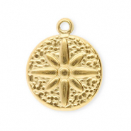 Bedels van Stainless steel Roestvrij staal (RVS) round with flower Gold