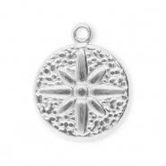 Bedels van Stainless steel Roestvrij staal (RVS) round with flower Silver