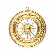 Bedels van Stainless steel Roestvrij staal (RVS) circle with sun Gold