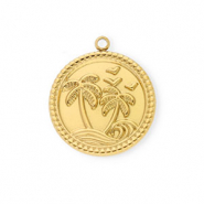 Bedels van Stainless steel Roestvrij staal (RVS) round with palmtree Gold