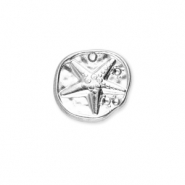 Bedels van Stainless steel Roestvrij staal (RVS) round with starfish Silver
