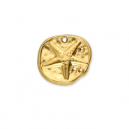 Bedels van Stainless steel Roestvrij staal (RVS) round with starfish Gold