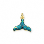 TQ metaal Brass bedels tail Gold-teal blue