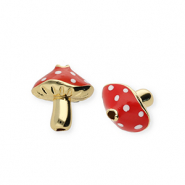 TQ metaal Brass kralen mushroom Gold-red-white
