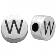 DQ metaal letterkraal W Antiek zilver (nikkelvrij)