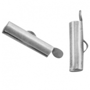 DQ metalen schuif eindkap 15x6mm Antiek zilver (nikkelvrij)