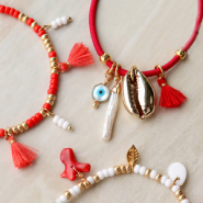 Inspiratiesets Vrolijke armbanden en enkelbandjes ontwerpen met mini kwastjes  