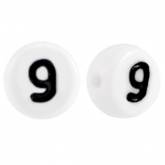 Acryl letterkraal getal 9 Wit