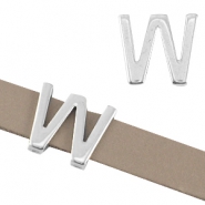 DQ metalen letterschuivers "W" &Oslash;10.3x2.3mm Antiek zilver (nikkelvrij)