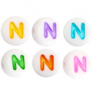 Acryl letterkralen letter N Multicolor-Wit