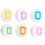 Acryl letterkralen letter D Multicolor-Wit