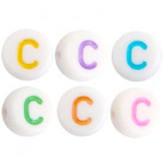 Acryl letterkralen letter C Multicolor-Wit