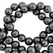 Kralen hematite rond 4mm Anthracite grey